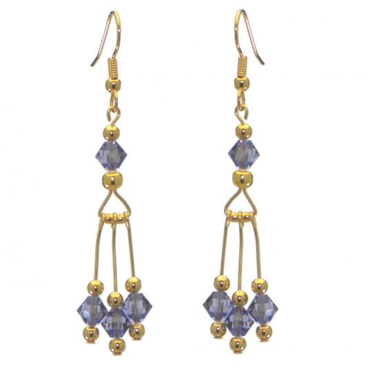 ADELHEID gold plated swarovski elements tanzanite crystal drop hook earrings