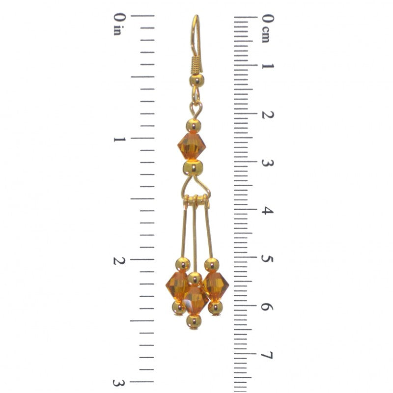 ADELHEID gold plated swarovski elements topaz yellow crystal hook earrings