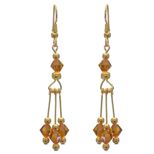 ADELHEID gold plated swarovski elements topaz yellow crystal hook earrings