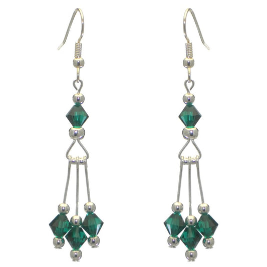 ADELHEID silver plated swarovski elements emerald green green crystal hook earrings