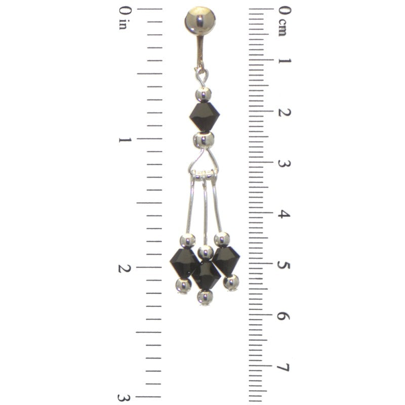 ADELHEID silver plated swarovski elements jet black crystal  clip on earrings