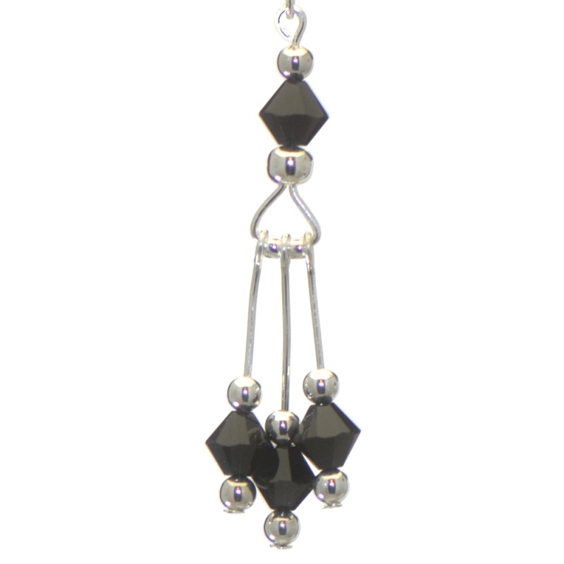 ADELHEID silver plated swarovski elements jet black crystal hook earrings