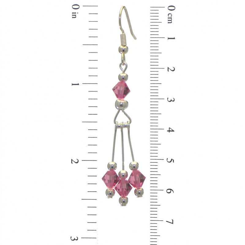 ADELHEID silver plated swarovski elements rose pink crystal hook earrings