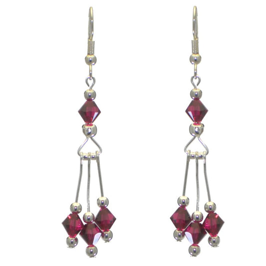 ADELHEID silver plated swarovski elements ruby red crystal hook earrings