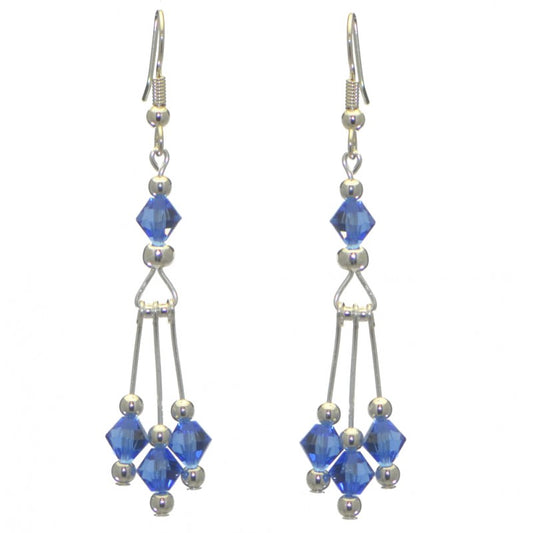 ADELHEID silver plated swarovski elements sapphire blue crystal hook earrings