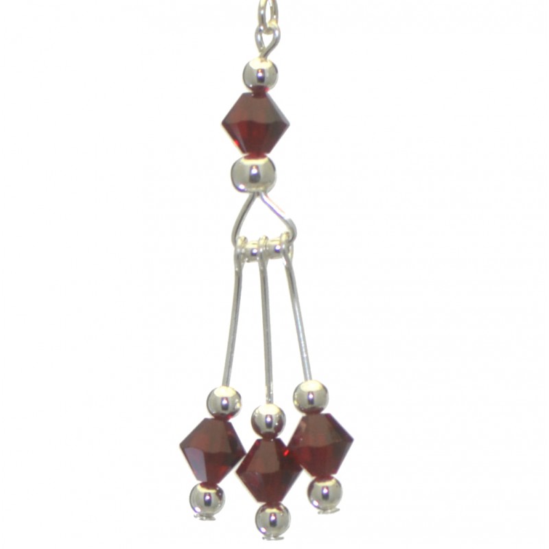 ADELHEID silver plated swarovski elements siam red crystal hook earrings