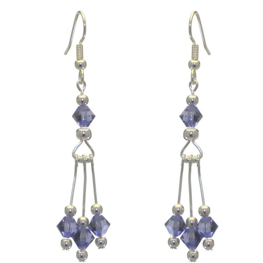 ADELHEID silver plated swarovski elements tanzanite crystal drop hook earrings