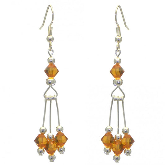 ADELHEID silver plated swarovski elements topaz yellow crystal hook earrings