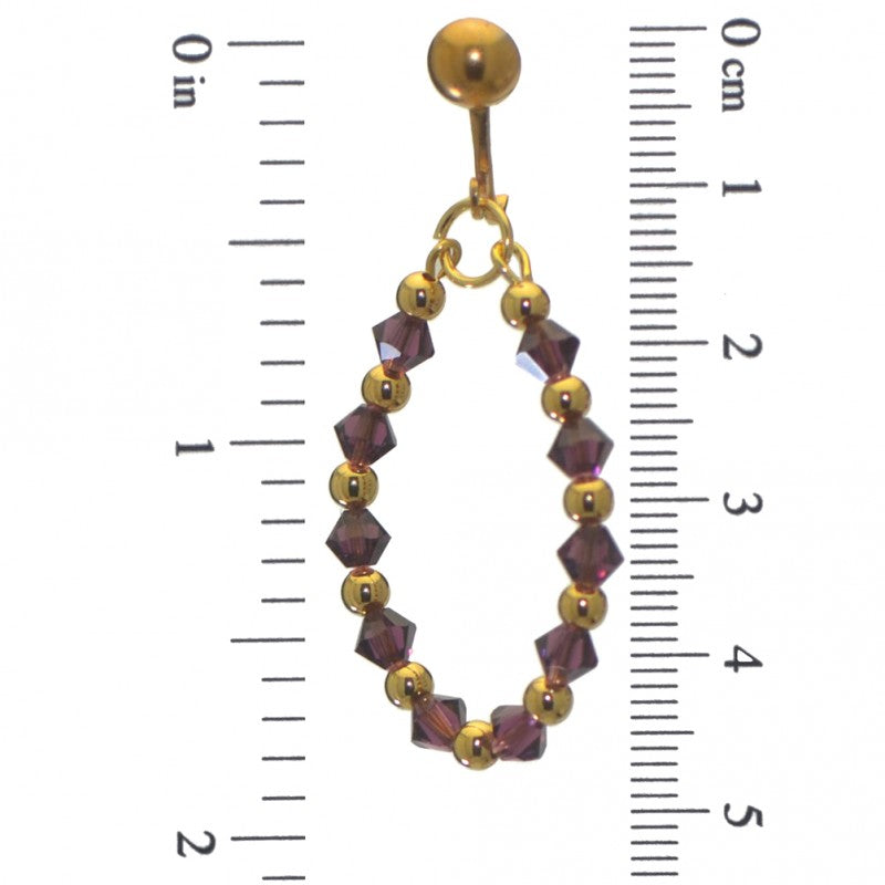 ADEOLA OVAL gold plated amethyst crystal hoop clip on earrings