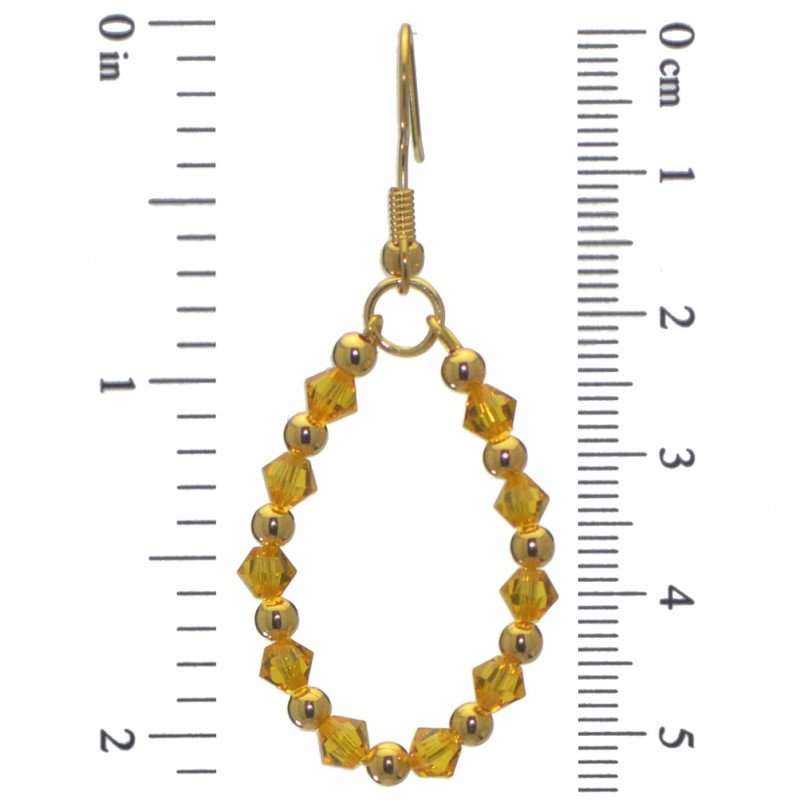 ADEOLA OVAL gold plated sunflower yellow crystal hoop hook earrings