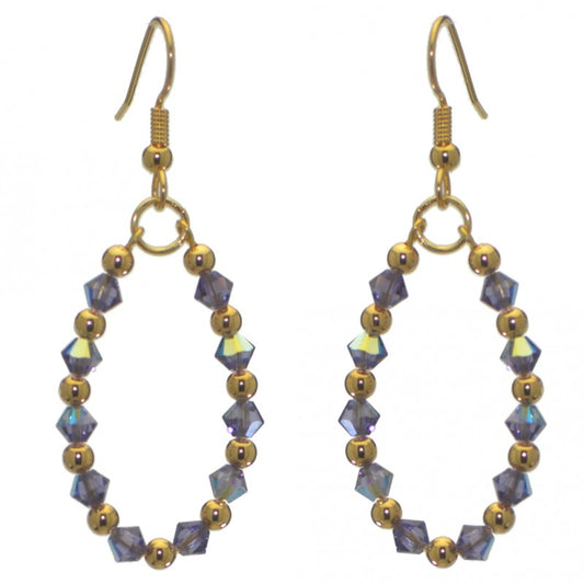 ADEOLA OVAL gold plated tanzanite crystal hoop hook earrings