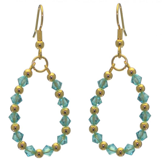 ADEOLA OVAL gold plated turquoise crystal hoop hook earrings