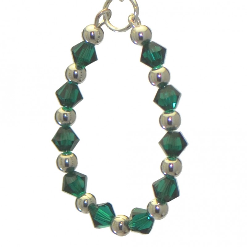 ADEOLA OVAL silver plated emerald green crystal hoop hook earrings
