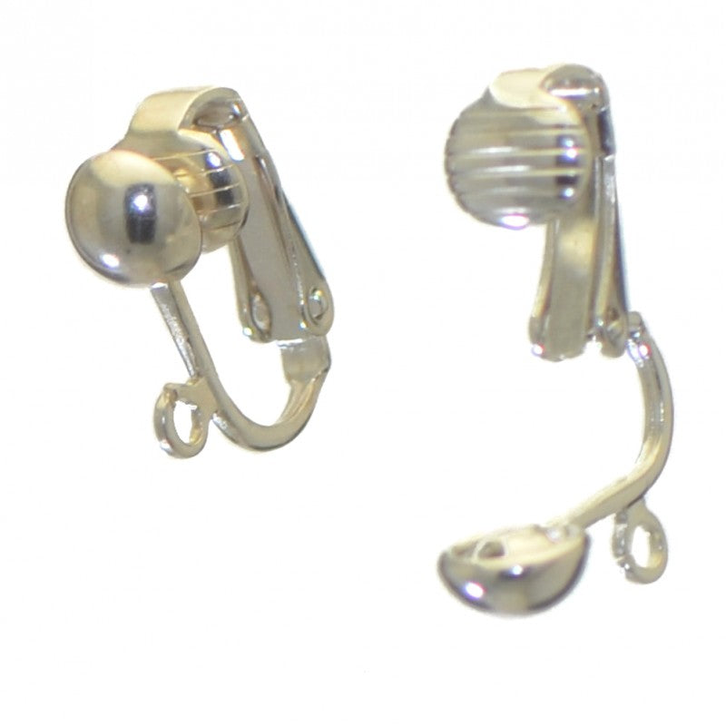 ADEOLA OVAL silver plated jet black crystal hoop clip on earrings