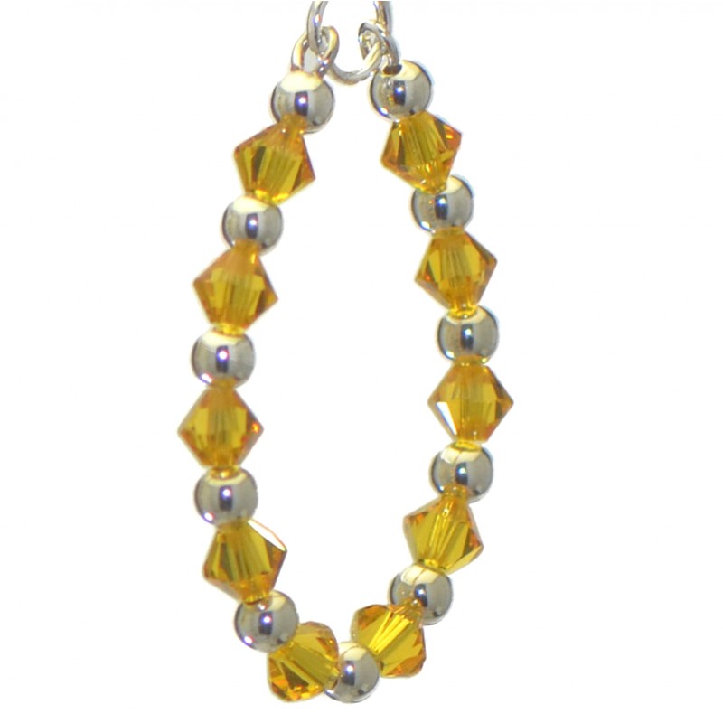 ADEOLA OVAL silver plated sunflower yellow crystal hoop hook earrings