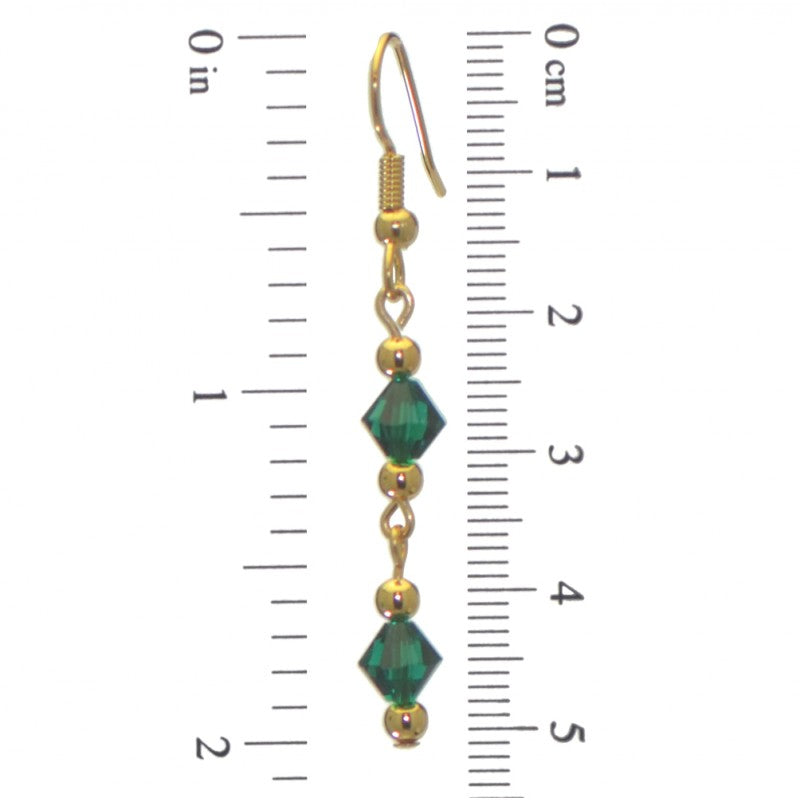 ADONA gold plated swarovski elements emerald green crystal drop hook earrings
