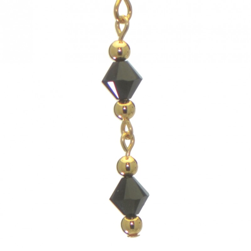 ADONA gold plated swarovski elements jet black crystal drop hook earrings