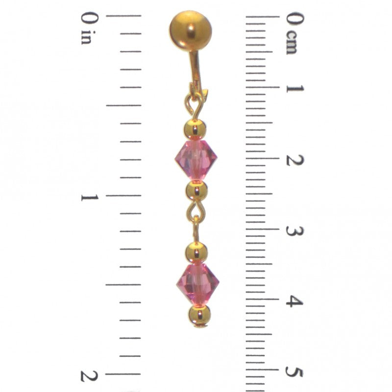 ADONA gold plated swarovski elements rose pink crystal drop clip on earrings