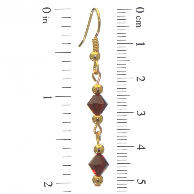 ADONA gold plated swarovski elements siam red crystal drop hook earrings