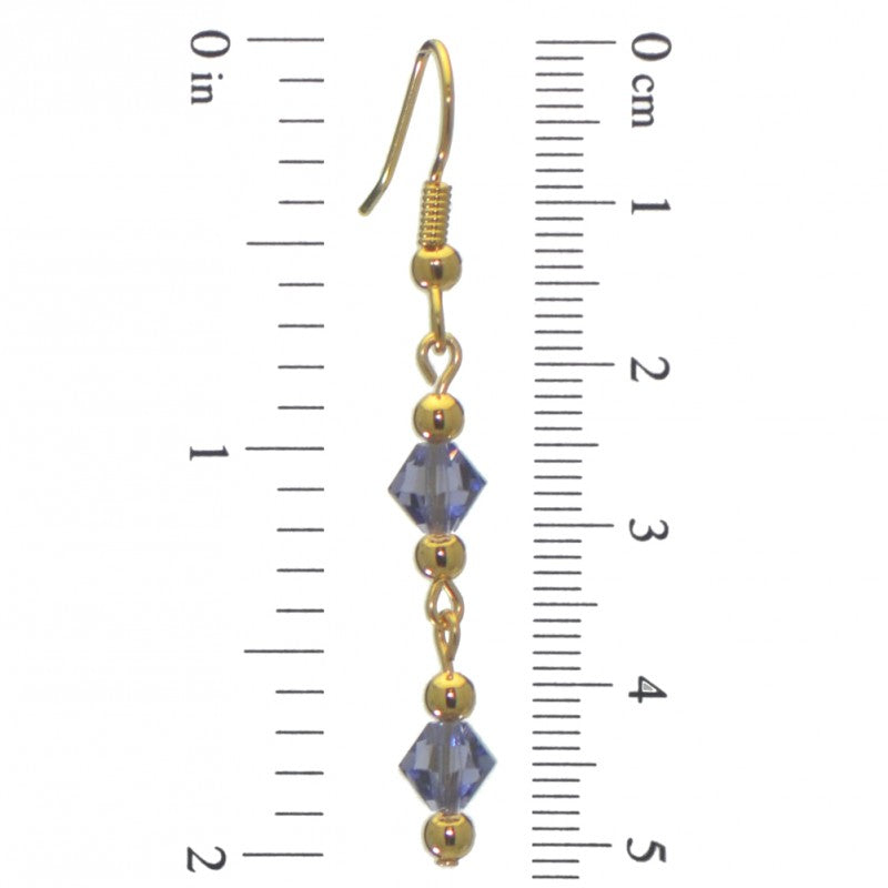 ADONA gold plated swarovski elements tanzanite crystal drop hook earrings