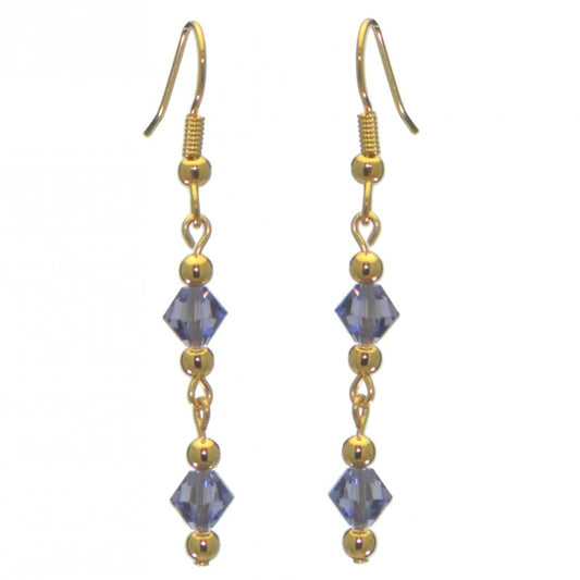 ADONA gold plated swarovski elements tanzanite crystal drop hook earrings