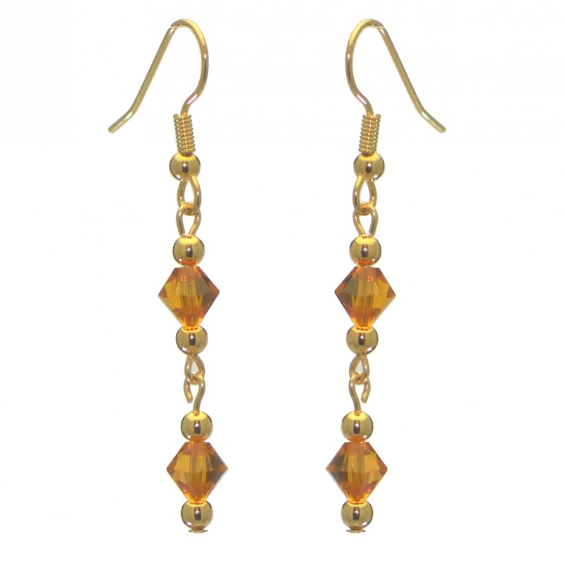 ADONA gold plated swarovski elements topaz yellow crystal drop hook earrings