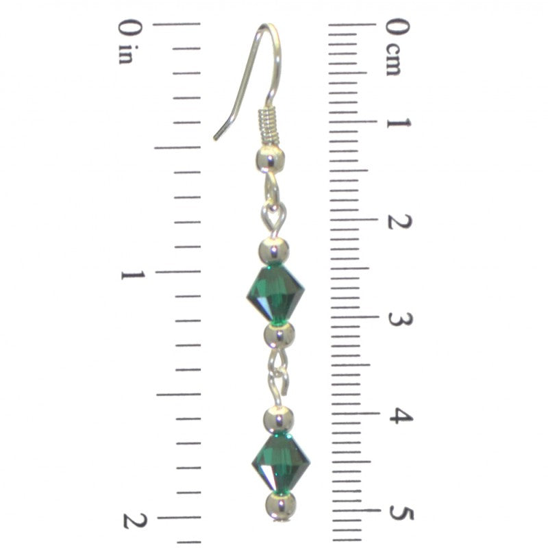 ADONA silver plated swarovski elements emerald green crystal drop hook earrings