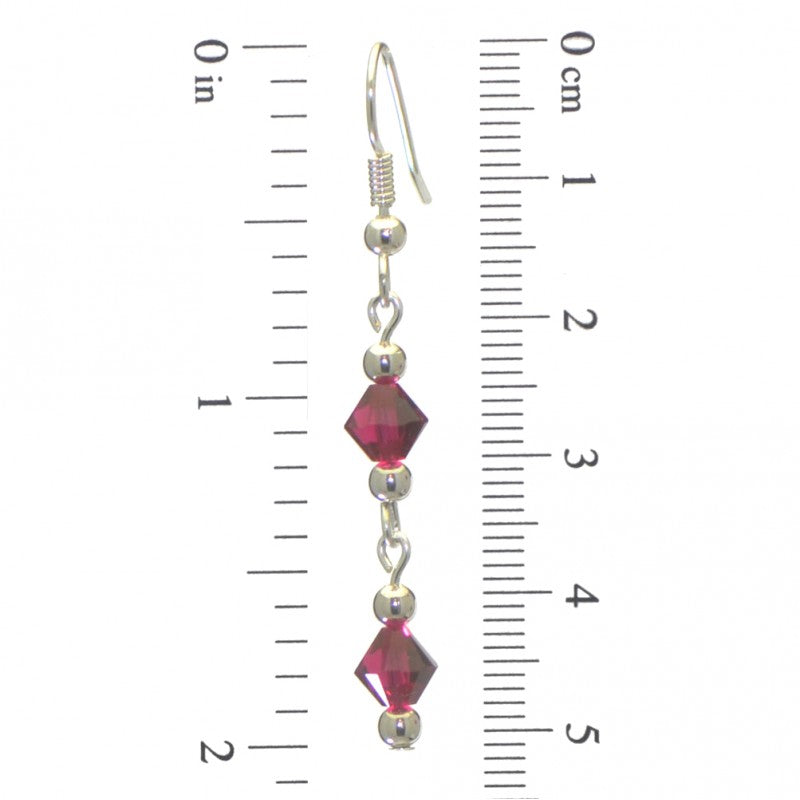 ADONA silver plated swarovski elements ruby red crystal drop hook earrings