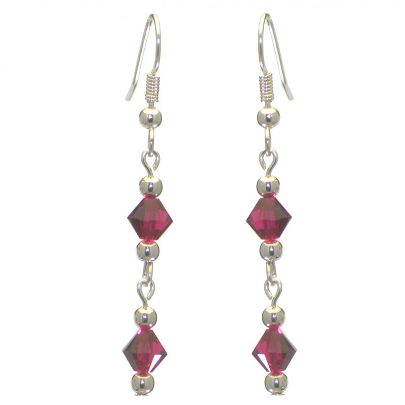 ADONA silver plated swarovski elements ruby red crystal drop hook earrings