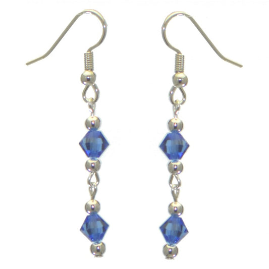 ADONA silver plated swarovski elements sapphire blue crystal drop hook earrings