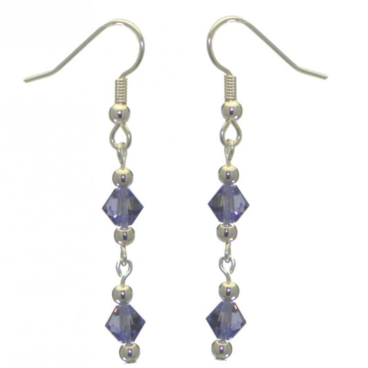 ADONA silver plated swarovski elements tanzanite crystal drop hook earrings