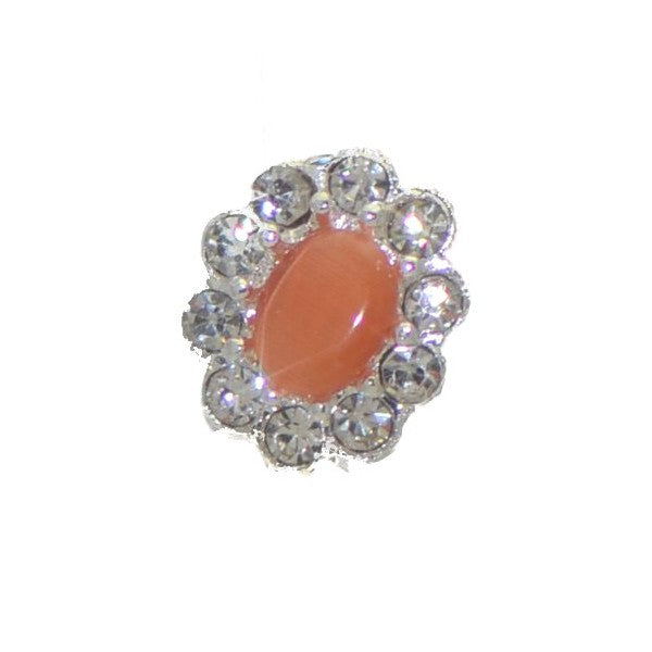 ADORLEE Silver tone Orange Crystal Clip On Earrings