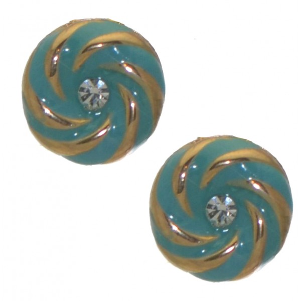 AGNETA gold tone turquoise crystal clip on earrings