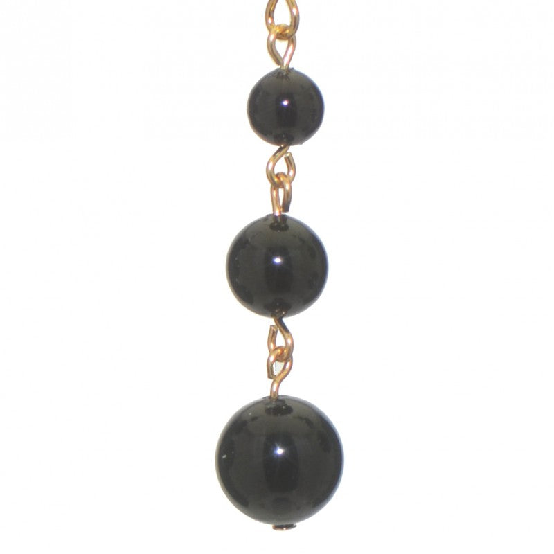 AIBREANN gold plated black faux pearl drop hook earrings