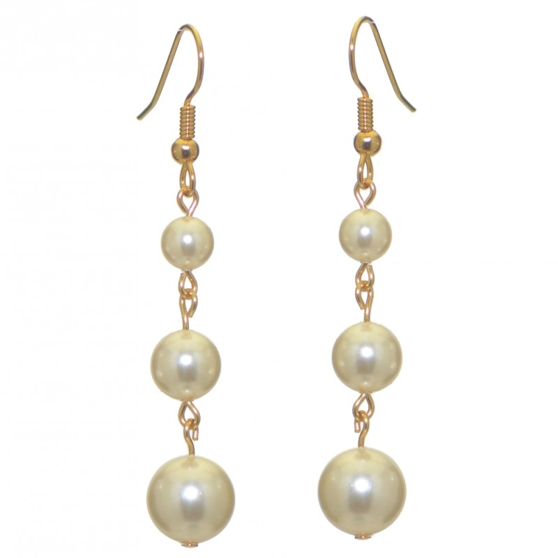 AIBREANN gold plated cream faux pearl drop hook earrings