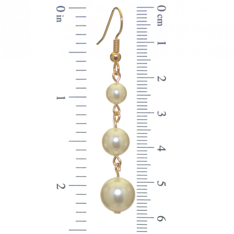 AIBREANN gold plated cream faux pearl drop hook earrings