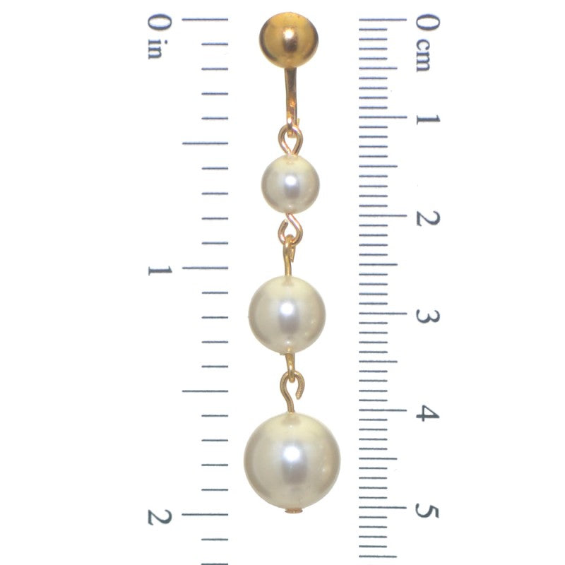 AIBREANN gold plated white faux pearl drop clip on earrings