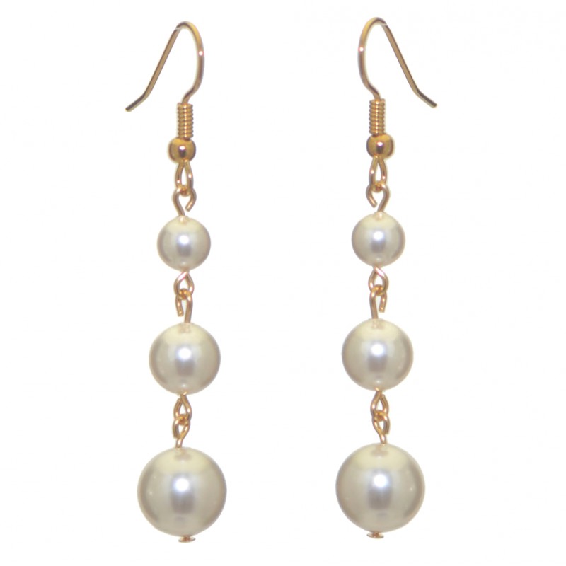 AIBREANN gold plated white faux pearl drop hook earrings