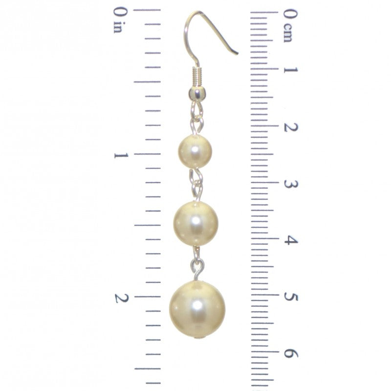 AIBREANN silver plated cream faux pearl drop hook earrings
