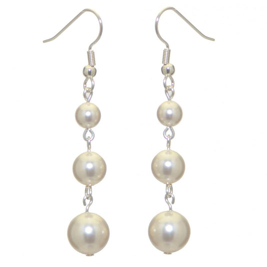 AIBREANN silver plated white faux pearl drop hook earrings
