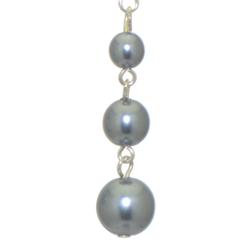 AIBREANNE silver plated grey faux pearl drop hook earrings