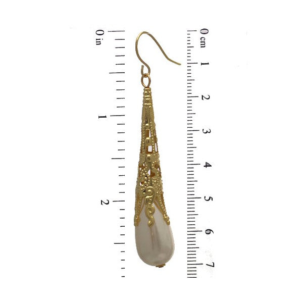Ailbe Gold tone Cream faux Pearl Hook Earrings