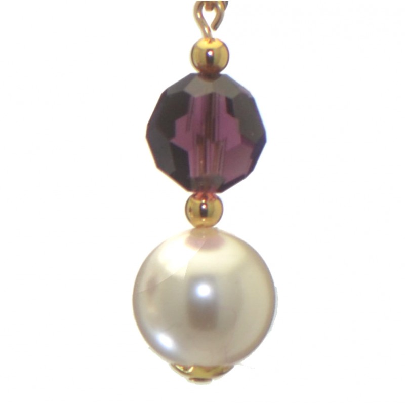 ALEXIA gold plated amethyst white faux pearl clip on earrings