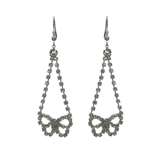 ALHENA Silver tone Crystal Butterfly Hook Earrings