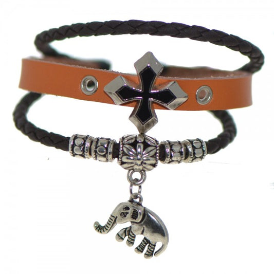ALICE Brown and Black Leather Thong Bracelet