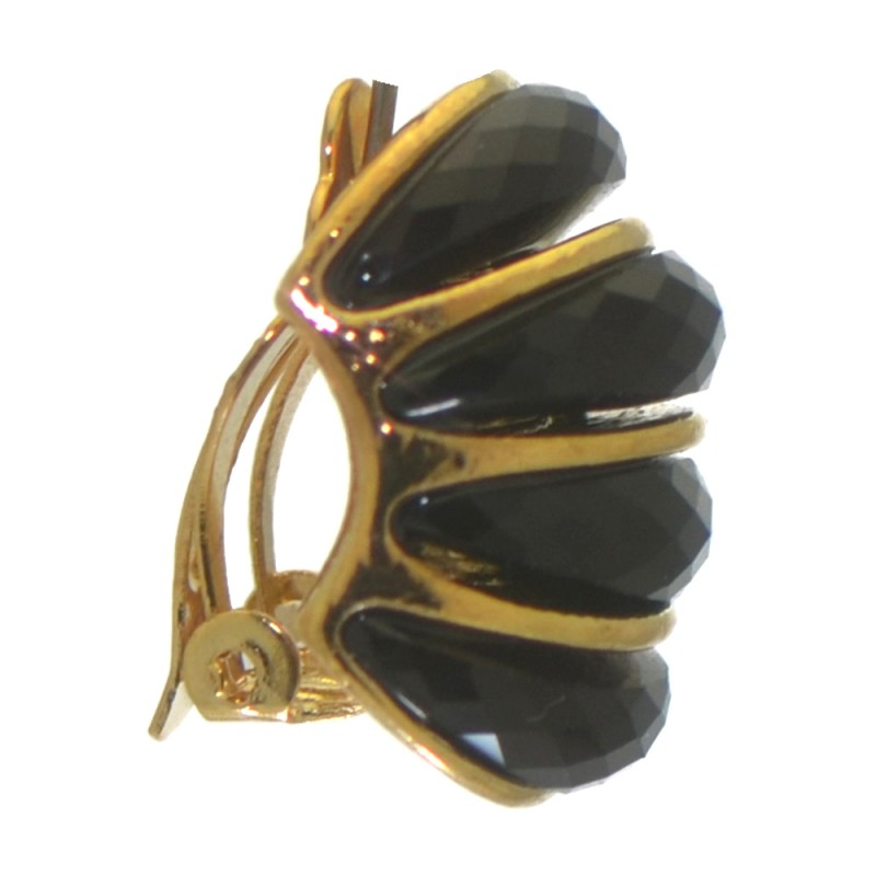 ALISON gold tone & black clip on earrings