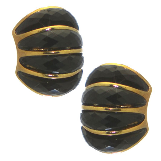 ALISON gold tone & black clip on earrings