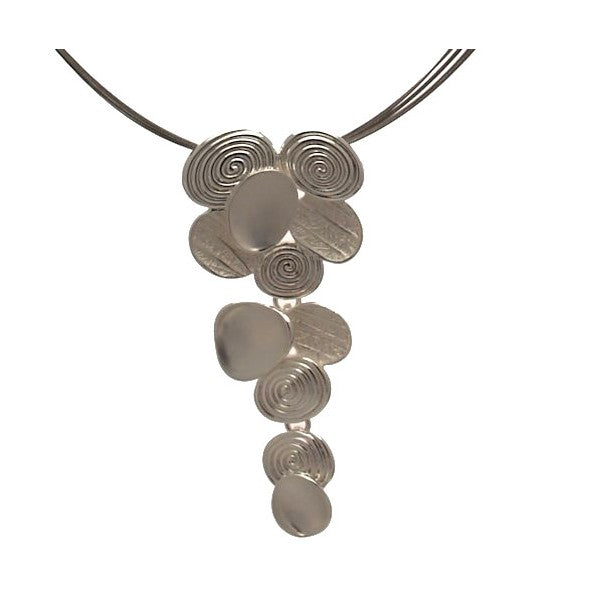 ALIYA Silver tone Multi Wire Pendant Choker Necklace