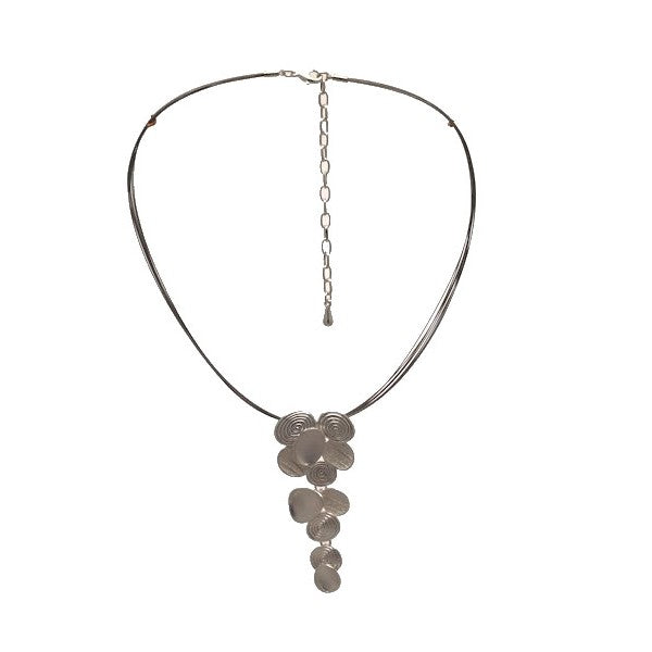 ALIYA Silver tone Multi Wire Pendant Choker Necklace