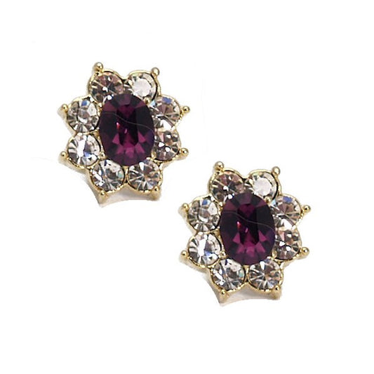 Alta Gold Crystal Amethyst Post Earrings